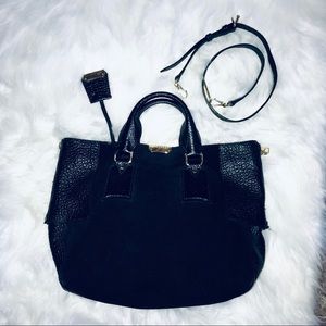 AUTH BURBERRY LARGE BLACK HANDBAG W STRAP